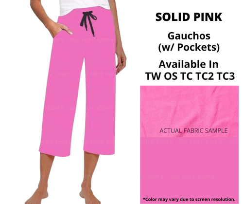 Solid Pink Capri Gauchos by ML&M