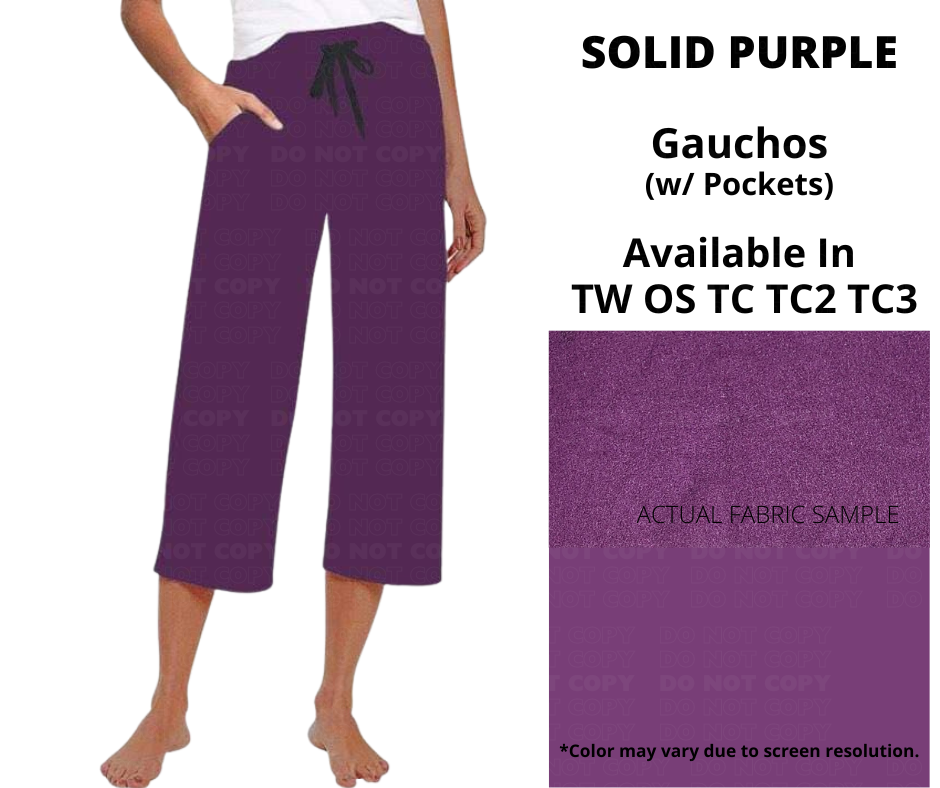 Solid Purple Capri Gauchos by ML&M