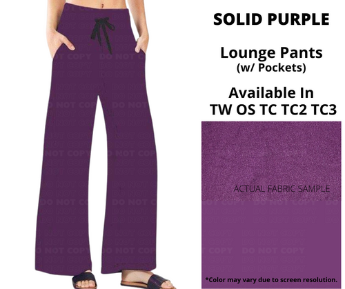 Solid Purple Full Length Lounge Pants by ML&M