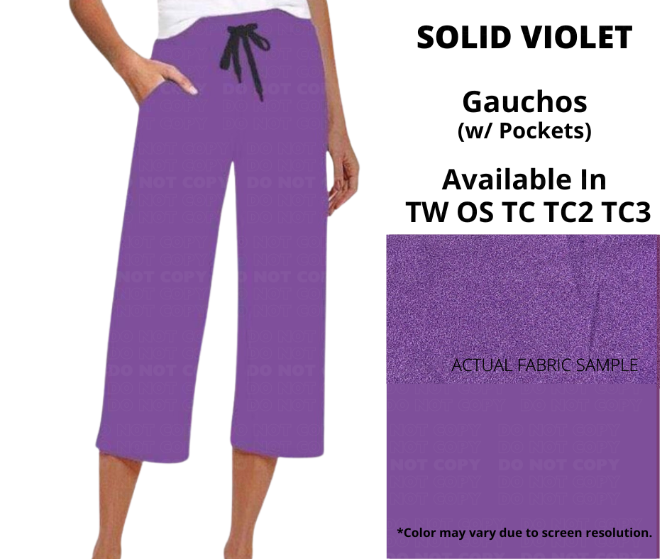 Solid Violet Capri Gauchos by ML&M