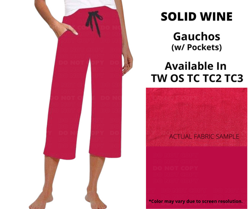 Solid Wine Capri Gauchos by ML&M