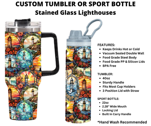 Stained Glass Lighthouse Sport Bottle