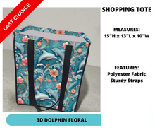 Load image into Gallery viewer, 3D Dolphin Floral Shopping Tote