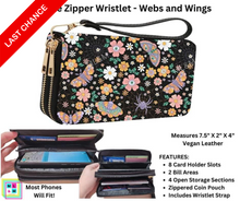 Load image into Gallery viewer, Webs &amp; Wings Double Zipper Wristlet