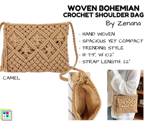 Woven Bohemian Crochet Shoulder Bag - Multiple Colors