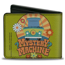 Load image into Gallery viewer, Bi-Fold Wallet - Scooby Doo MYSTERY MACHINE Sun Rays and Flowers Icon Green