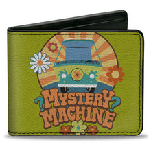 Load image into Gallery viewer, Bi-Fold Wallet - Scooby Doo MYSTERY MACHINE Sun Rays and Flowers Icon Green