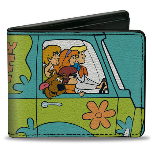 Bi-Fold Wallet - Scooby Doo Group Driving Mystery Machine Side Pose Blue