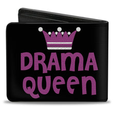 Load image into Gallery viewer, Bi-Fold Wallet - DRAMA QUEEN Black Fuchsia