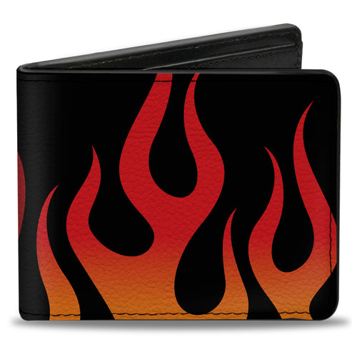 Bi-Fold Wallet - Flames Black Orange Red