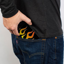 Load image into Gallery viewer, Bi-Fold Wallet - Flames Black Yellow Orange