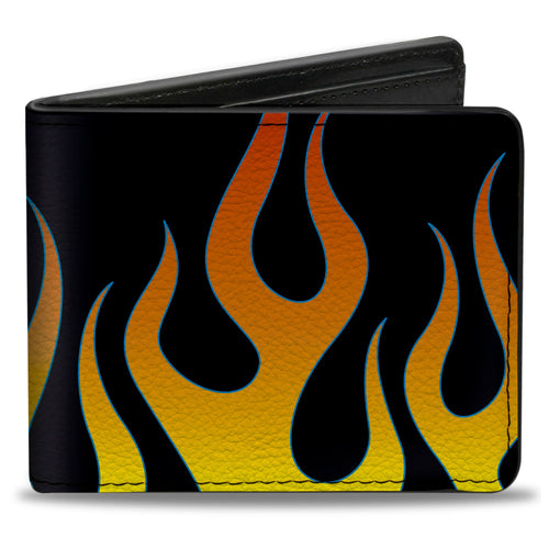 Bi-Fold Wallet - Flames Black Yellow Orange