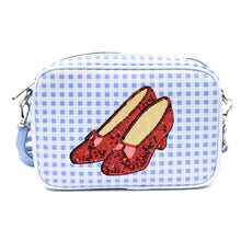 Load image into Gallery viewer, Wizard of Oz Bag, Cross Body, The Wizard of Oz Dorothy Sequined Ruby Slippers with Toto Pose, Blue, Vegan Leather