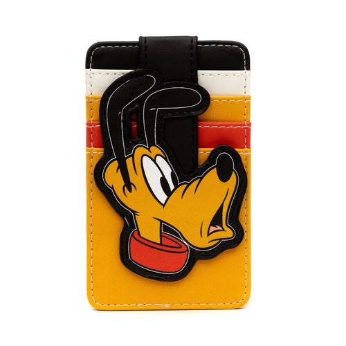 Disney Character Wallet, ID Card Holder, Pluto Expression, Orange, Vegan Leather, 3.0