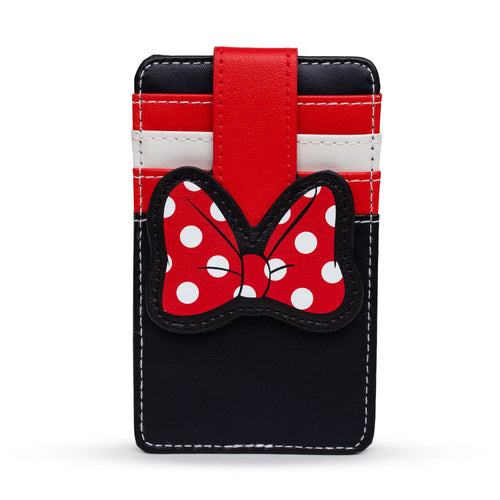 Disney Wallet, Character Wallet ID Card Holder, Minnie Mouse Bow Red Black White, Vegan Leather