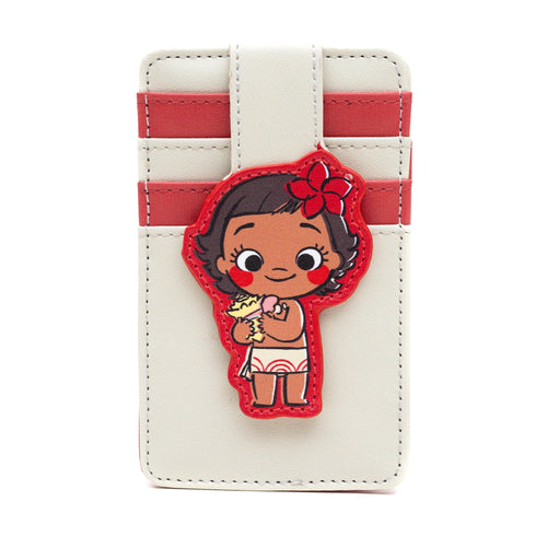 Disney Vegan Leather Wallet, ID Card Holder, Moana Baby Moana Pose Tan Red, 3.0