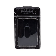 Load image into Gallery viewer, Star Wars Vegan Leather Wallet, Character Wallet ID Card Holder, Star Wars Stormtrooper Profile with Galaxy Stars Black White