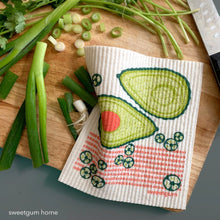 Load image into Gallery viewer, Avocado Swedish Dishcloth | Green/ Coral | Sweetgum Home