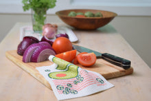 Load image into Gallery viewer, Avocado Swedish Dishcloth | Green/ Coral | Sweetgum Home