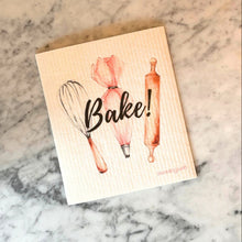 Load image into Gallery viewer, Bake! Swedish Dishcloth | Whisk, Pastry Bag, Rolling Pin (baking tools)