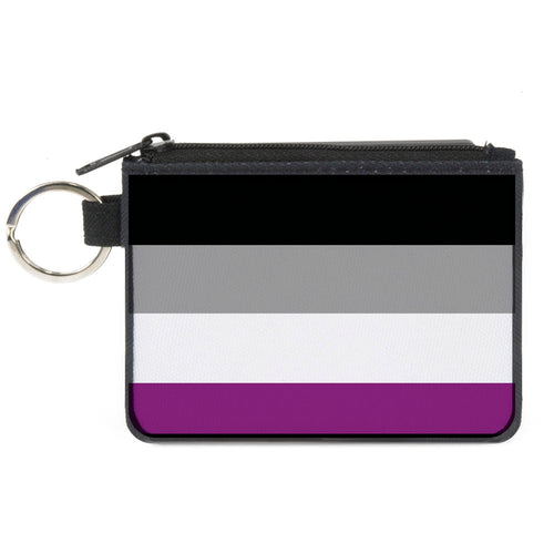 Canvas Zipper Wallet - MINI X-SMALL - Flag Asexual Black Gray White Purple