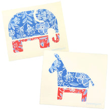 Load image into Gallery viewer, Bipartisan Donkey &amp; Elephant Swedish Dishcloth Set |  Red, White &amp; Blue