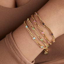 Load image into Gallery viewer, March Birthstone Aquamarine Curb Chain Bracelet
