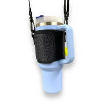 Load image into Gallery viewer, Black Leopard Wrap Around Drink Pocket