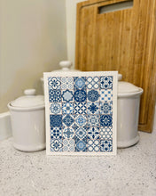 Load image into Gallery viewer, Blue &amp; White Mediterranean Tile Swedish Dishcloth | Summer