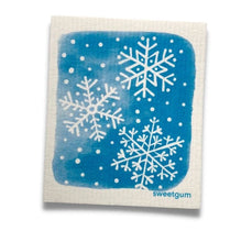 Load image into Gallery viewer, Blue &amp; White Snowflakes Swedish Dishcloth
