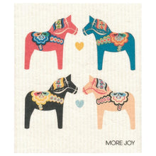 Load image into Gallery viewer, Bundle of 3 Swedish Dishcloths | Merry Christmas Glad Tidings Dala Horse