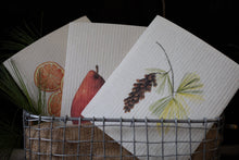 Load image into Gallery viewer, Hostess set of 3 | Pears, Tangerine, and Pinecone (Botanical artist Cara Cummings)