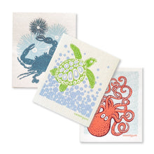 Load image into Gallery viewer, Bundle of 3 Swedish Dishcloths | Sea turtle/ Crab/ Octopus