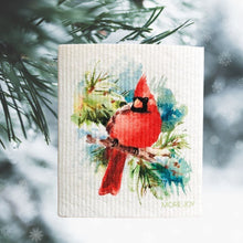 Load image into Gallery viewer, Cardinal Bird Swedish Dishcloth |  Red