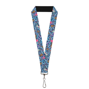 Lanyard - 1.0" - Stitch Expressions Hibiscus Flower Ukulele Stacked Blues by Buckle-Down