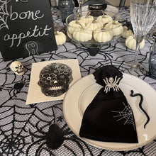 Load image into Gallery viewer, Black Flower Skull Swedish Dishcloth | Halloween &amp; Dia de los Muertos