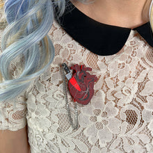 Load image into Gallery viewer, Heart of Aghast Brooch - Drop Dead Red