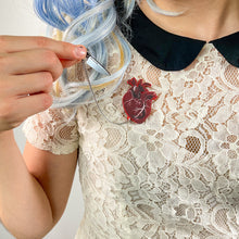 Load image into Gallery viewer, Heart of Aghast Brooch - Drop Dead Red