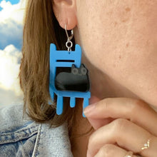 Load image into Gallery viewer, Sarah's Scribbles Cat on Chair Earrings