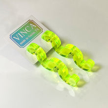 Load image into Gallery viewer, Chunky Squiggle Statement Earrings - Black Light Reactive Clear Green