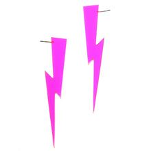 Load image into Gallery viewer, Chunky Lightning Bolt Earrings in Clear Pink