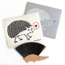 Load image into Gallery viewer, Hedgehog | White on Grey |  Swedish Dishcloth