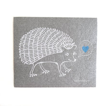Load image into Gallery viewer, Hedgehog | White on Grey |  Swedish Dishcloth