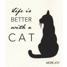 Load image into Gallery viewer, Life is Better with a Cat Swedish Dishcloth