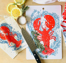 Load image into Gallery viewer, Lobster Swedish Dishcloth | Red and Blue