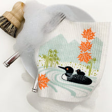 Load image into Gallery viewer, Loons on the lake Swedish Dishcloth