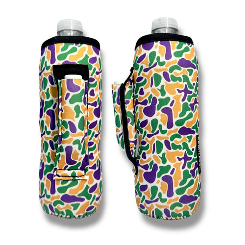 Mardi Gras Camo 16-24oz Soda & Water Bottle / Tallboy Can Handler™