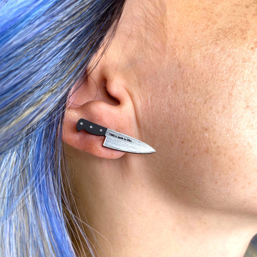 Tiny 1” Chef's Knife Earrings in Silver - Seen on MasterChef