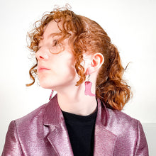 Load image into Gallery viewer, Space Cowboy Boot Dangle Earrings - Mirror Pink