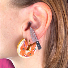 Load image into Gallery viewer, Tiny 1” Chef&#39;s Knife Earrings in Silver - Seen on MasterChef